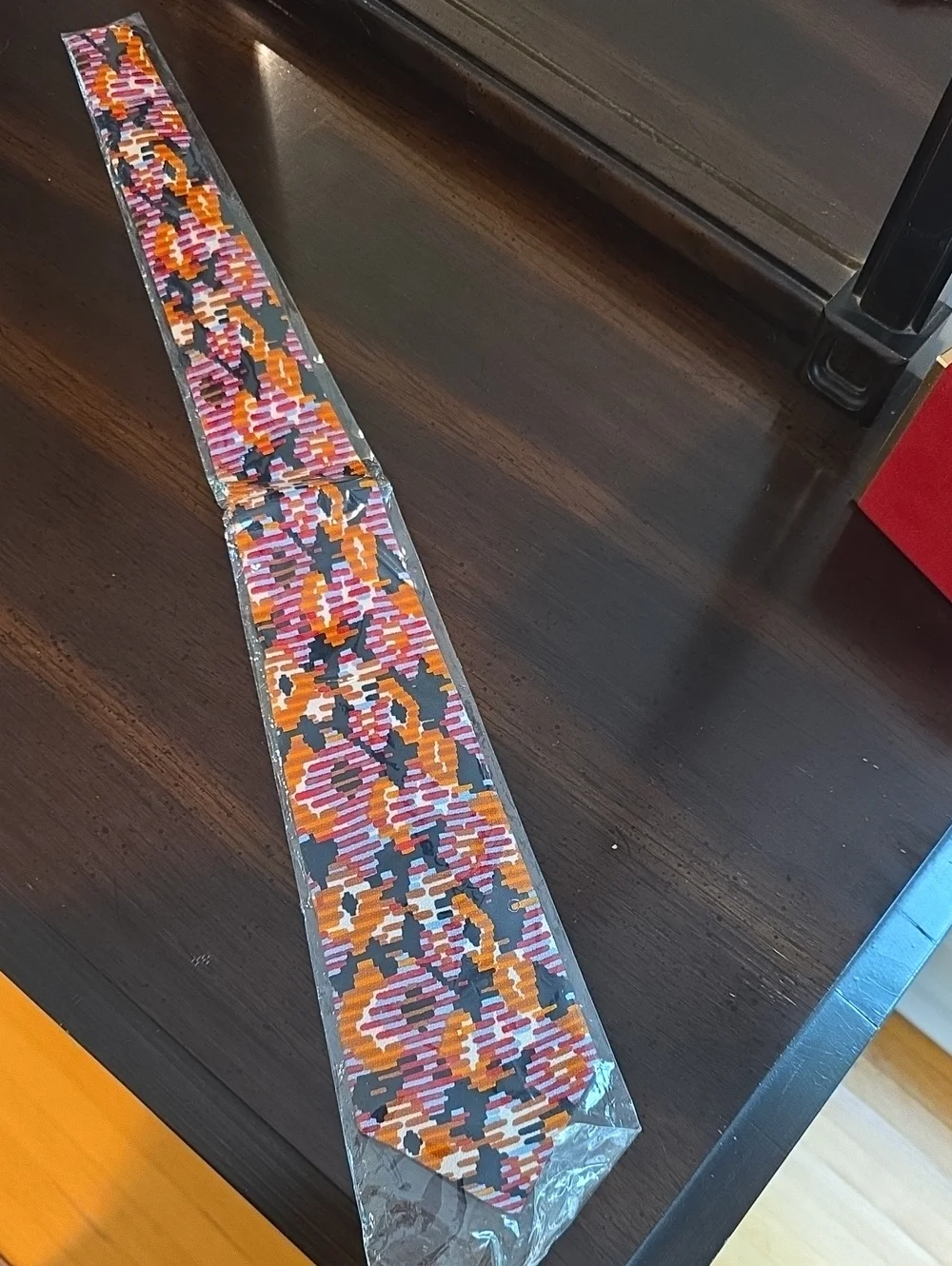 Princeps New In Package 100% Silk Orange, Navy and White Geometric Pattern Tie
